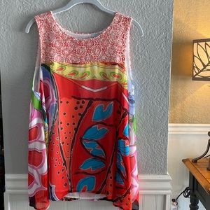 Ladies sleeveless blouse lined, Size XL  Brand - “Desigual”.   -Colors - multi